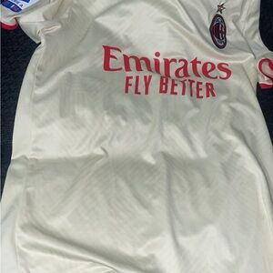 AC Milan Soccer Jersey Mens Large L Emirates Fly Better #10 White Away Futbol